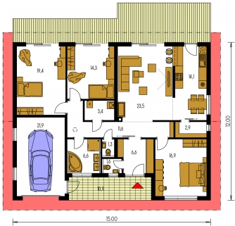 Floor plan of ground floor - BUNGALOW 211